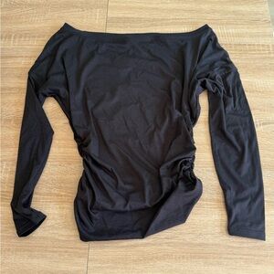 HALARA One Shoulder Long Sleeve Thumb Hole Ruched Yoga Sport Top